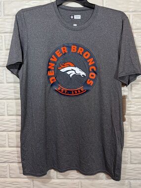 Denver Broncos NFL Team Apparel NWT Gray Graphic T-Shirt Men's Large